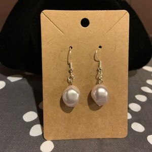 Pink pearl handmade sterling silver earrings, NWOT